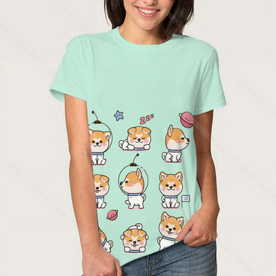 3D Kawaii Animal Dog marškinėliai Korgio auksaspalvio retriverio mopso marškinėliai moterims Kasdieniai gatvės drabužiai Unisex marškinėliai Vasariniai moteriški drabužiai