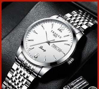 Elegantiškas vyriškas laikrodis su nerūdijančio plieno apyranke