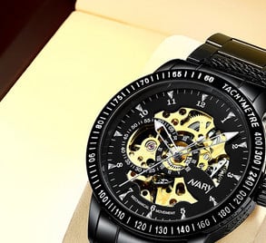 Veekindel mehaaniline käekell roostevabast terasest rihmaga