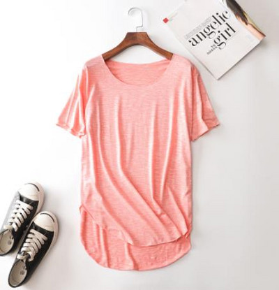 100% fibră de bambus bumbac tricou cu mânecă scurtă de vară pentru femei Harajuku tricou model lejer Tricou casual cu gâtul în formă de O haine pentru femei