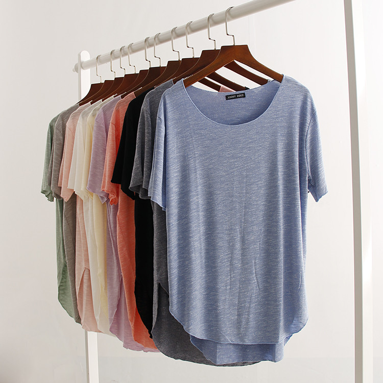 100% fibră de bambus bumbac tricou cu mânecă scurtă de vară pentru femei Harajuku tricou model lejer Tricou casual cu gâtul în formă de O haine pentru femei