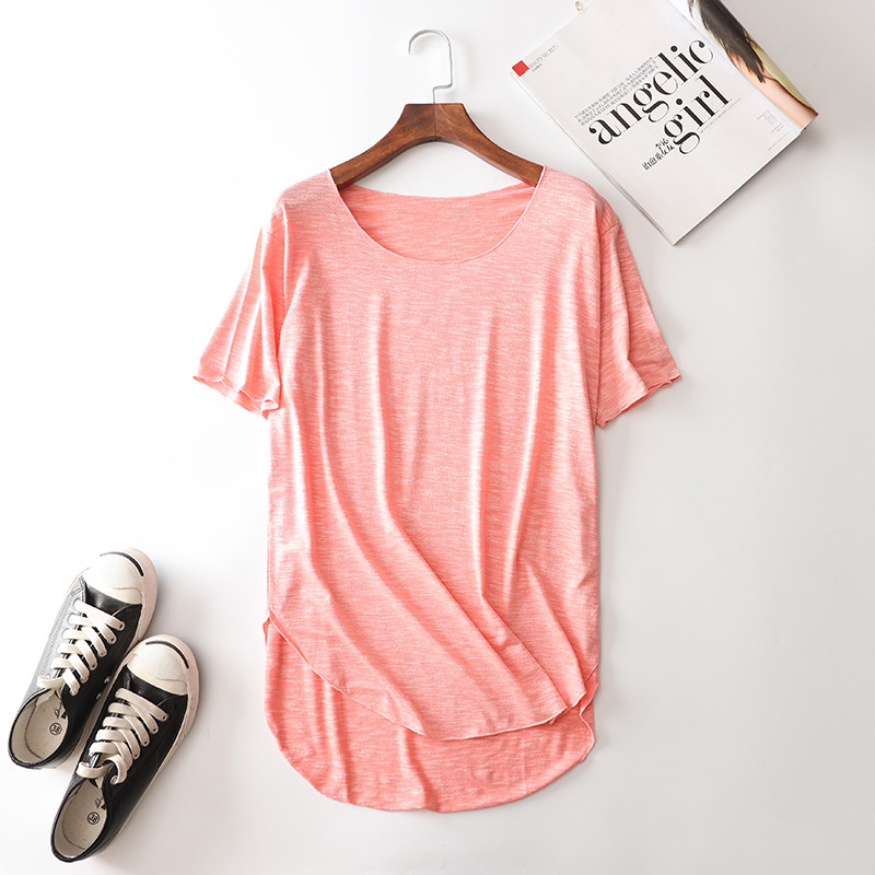 100% fibră de bambus bumbac tricou cu mânecă scurtă de vară pentru femei Harajuku tricou model lejer Tricou casual cu gâtul în formă de O haine pentru femei