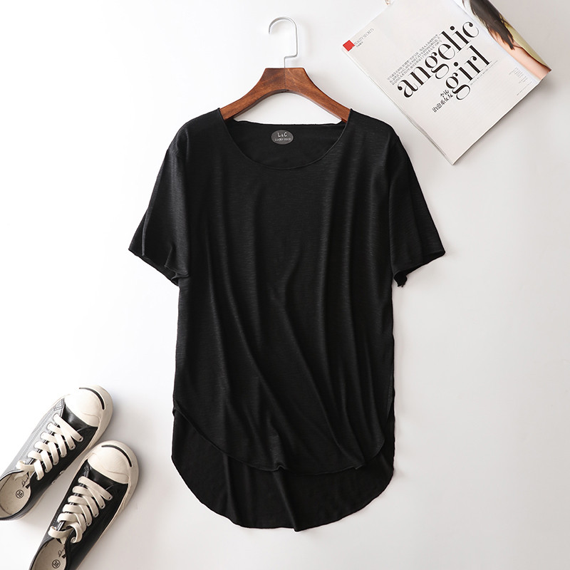 100% fibră de bambus bumbac tricou cu mânecă scurtă de vară pentru femei Harajuku tricou model lejer Tricou casual cu gâtul în formă de O haine pentru femei