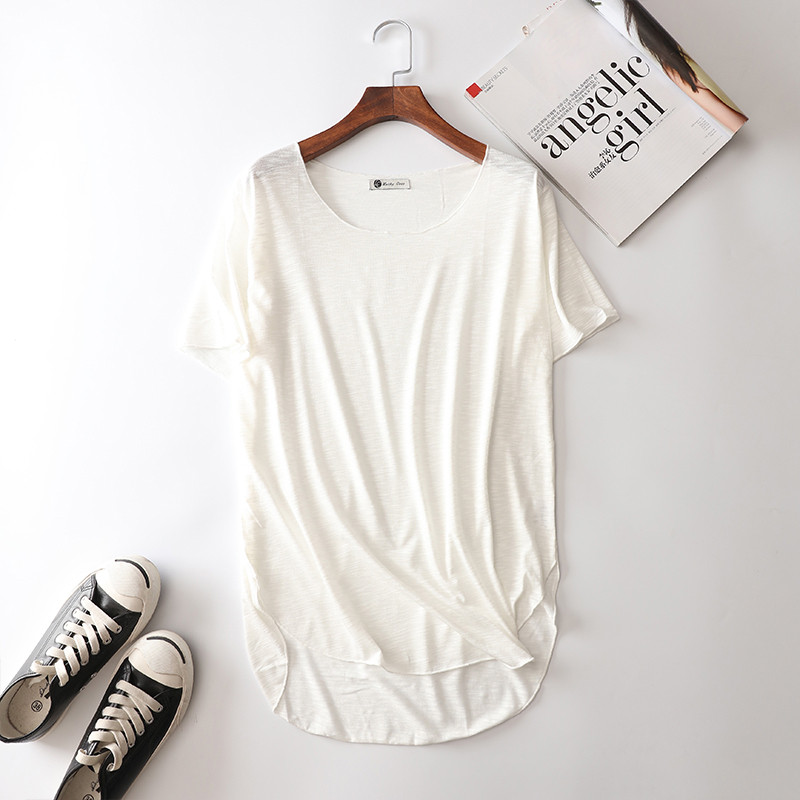 100% fibră de bambus bumbac tricou cu mânecă scurtă de vară pentru femei Harajuku tricou model lejer Tricou casual cu gâtul în formă de O haine pentru femei