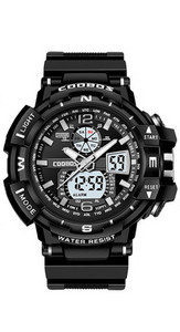 Ceas electronic rezistent la apa cu curea de cauciuc pentru barbati