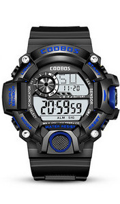 Ceas electronic rezistent la apa cu curea de cauciuc pentru barbati