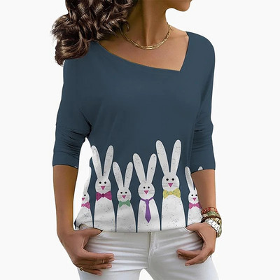 2022 m. Flower Dragonfly Print ilgomis rankovėmis, negabaritinės spalvos, seksualūs marškinėliai V formos iškirpte Madingi laisvalaikio megztiniai, rudens žiemos moteriški drabužiai