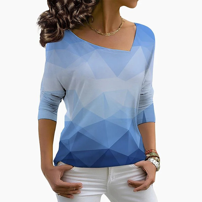 2022 m. Flower Dragonfly Print ilgomis rankovėmis, negabaritinės spalvos, seksualūs marškinėliai V formos iškirpte Madingi laisvalaikio megztiniai, rudens žiemos moteriški drabužiai