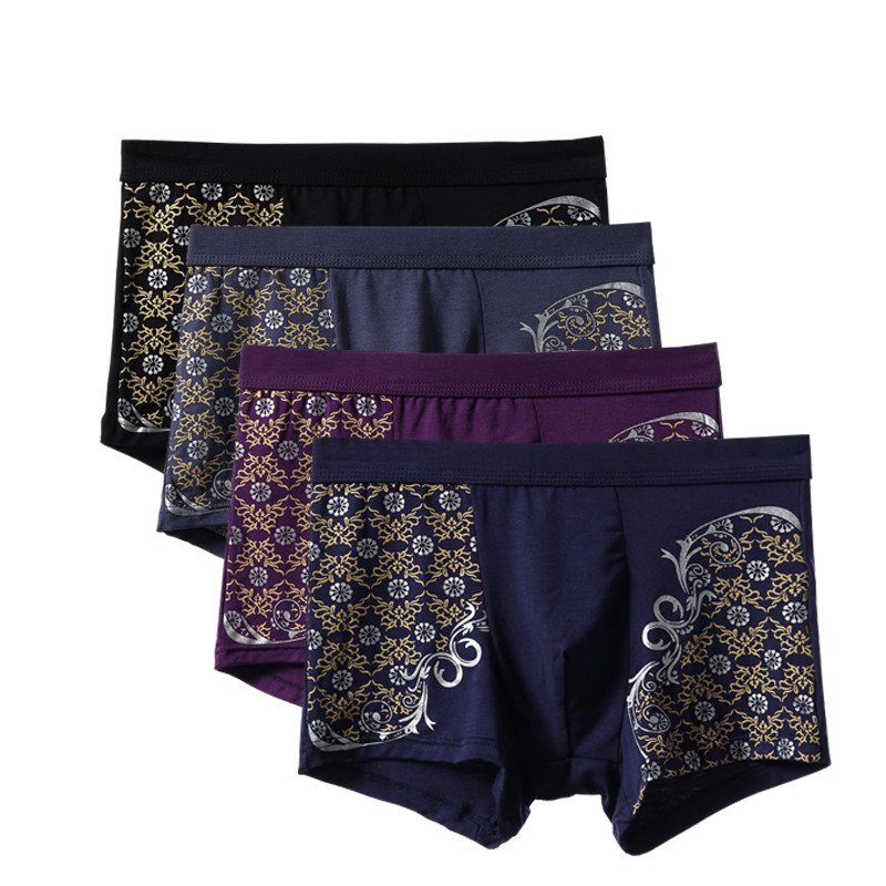4 bucăți/lot Chiloți pentru bărbați Lenjerie de corp Boxeri de modă cu imprimeu de înaltă calitate Modal de dimensiuni mari Boxeri pentru bărbați Boxer Homme Boxershorts