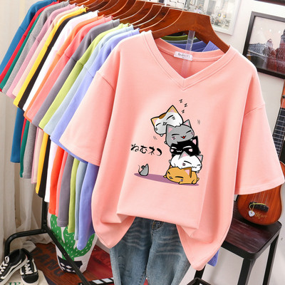 EBAIHUI 100% kokvilnas lielizmēra T krekls Anime sieviešu tops ar īsām piedurknēm 2022. gada vasaras pāris brīvi lielizmēra T krekli japāņu stilā