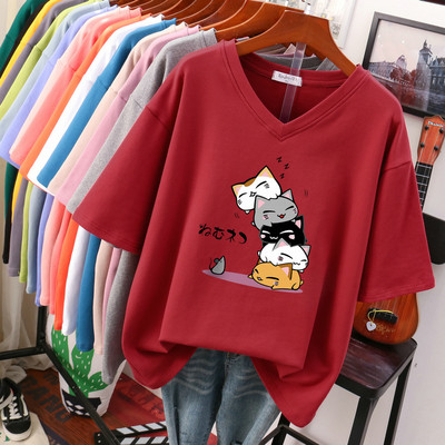 EBAIHUI 100% kokvilnas lielizmēra T krekls Anime sieviešu tops ar īsām piedurknēm 2022. gada vasaras pāris brīvi lielizmēra T krekli japāņu stilā