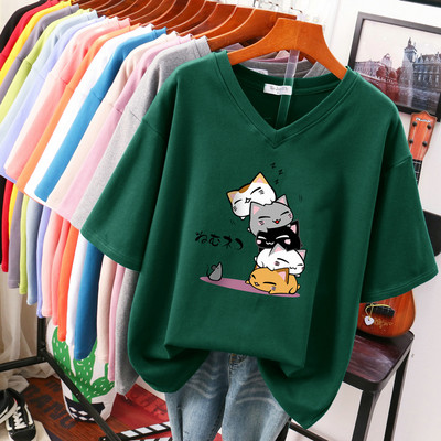 EBAIHUI 100% kokvilnas lielizmēra T krekls Anime sieviešu tops ar īsām piedurknēm 2022. gada vasaras pāris brīvi lielizmēra T krekli japāņu stilā