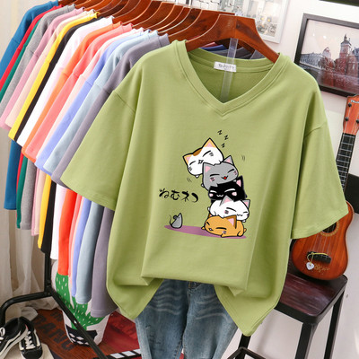 EBAIHUI 100% kokvilnas lielizmēra T krekls Anime sieviešu tops ar īsām piedurknēm 2022. gada vasaras pāris brīvi lielizmēra T krekli japāņu stilā