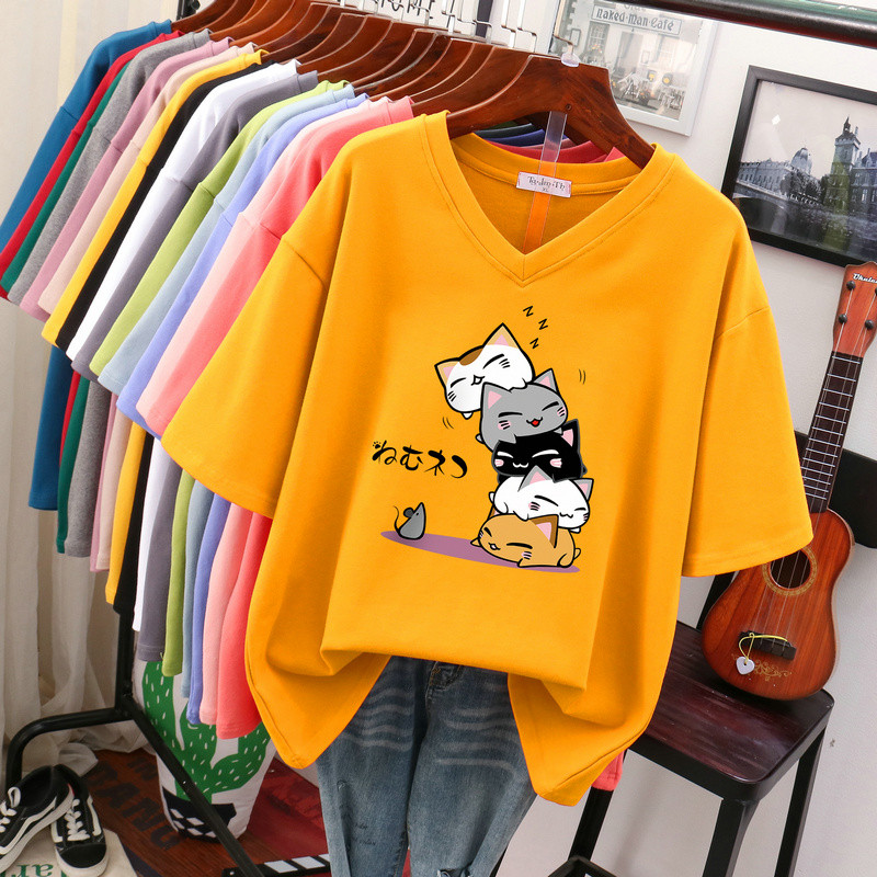 EBAIHUI 100% kokvilnas lielizmēra T krekls Anime sieviešu tops ar īsām piedurknēm 2022. gada vasaras pāris brīvi lielizmēra T krekli japāņu stilā