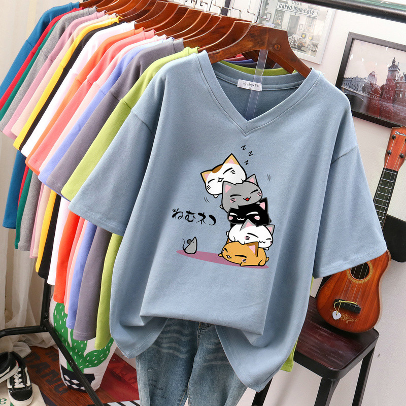 EBAIHUI 100% kokvilnas lielizmēra T krekls Anime sieviešu tops ar īsām piedurknēm 2022. gada vasaras pāris brīvi lielizmēra T krekli japāņu stilā