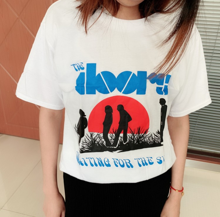 Sunfiz marškinėliai Moteriški Durys Sun Print Graphic Tee Kawaii Populiariausi moteriški drabužiai Kasdieniai Y2k Vintažiniai estetiniai gatvės drabužiai Flora