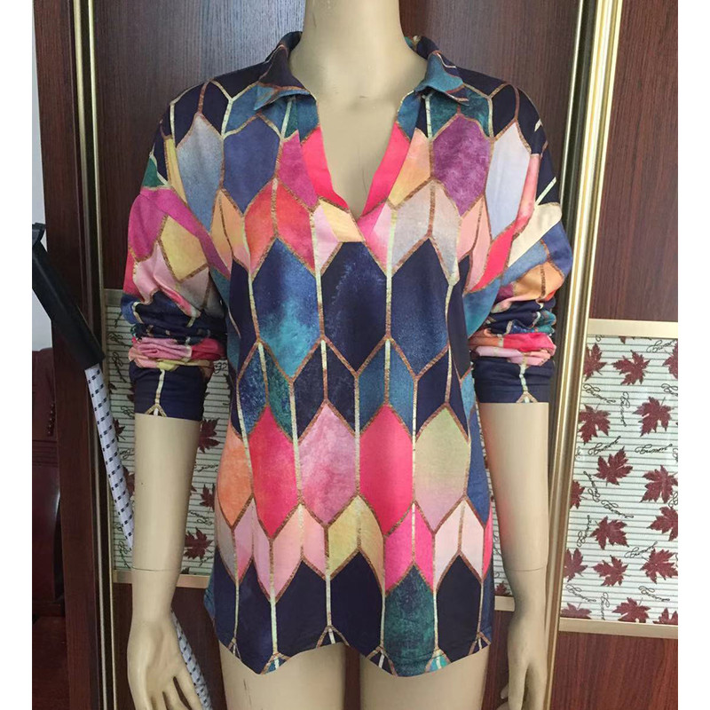 Primăvară Iarnă Femei Ocazional Decolteu în V Topuri Largi Tricouri Bumbac Femeie Tricouri Vintage Cămașă Elegantă 2021 Reducere