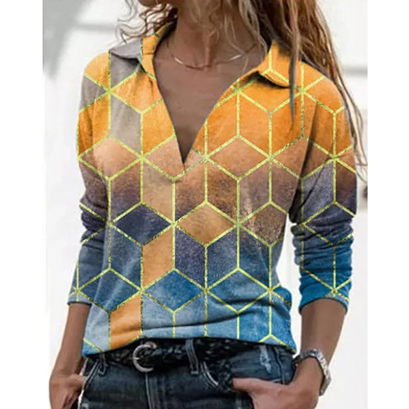 Primăvară Iarnă Femei Ocazional Decolteu în V Topuri Largi Tricouri Bumbac Femeie Tricouri Vintage Cămașă Elegantă 2021 Reducere
