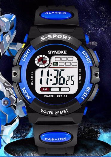 Vízálló férfi karóra digitális mechanizmussal, ébresztőórával és naptárral