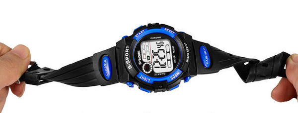 Vízálló férfi karóra digitális mechanizmussal, ébresztőórával és naptárral