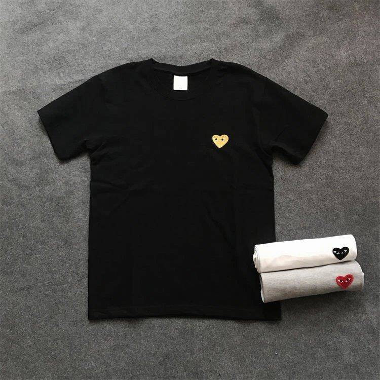Nyári szerelem szív hímzés Női pólók alkalmi O nyakú rövid ujjú pár fehér pamut póló Harajuku laza pulóver felsők