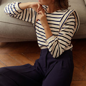 2022 m. ankstyvo pavasario nauji moteriški medvilniniai dryžuoti marškinėliai moteriški marškinėliai su iškirpte ilgomis rankovėmis, madingi moteriški marškinėliai