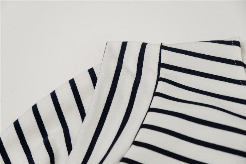 2022 m. ankstyvo pavasario nauji moteriški medvilniniai dryžuoti marškinėliai moteriški marškinėliai su iškirpte ilgomis rankovėmis, madingi moteriški marškinėliai