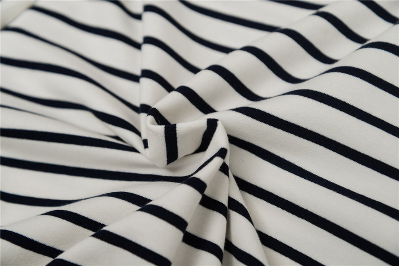 2022 m. ankstyvo pavasario nauji moteriški medvilniniai dryžuoti marškinėliai moteriški marškinėliai su iškirpte ilgomis rankovėmis, madingi moteriški marškinėliai