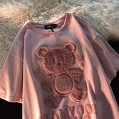„Love Bear“ 3D spausdinimo marškinėliai trumpomis rankovėmis, 2021 m., Nauji pavasario vasaros negabaritiniai, laisvi grafiniai marškinėliai „Kawaii Girl Clothes“ Moteriški marškinėliai