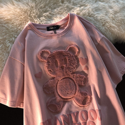 Love Bear 3D print majica kratkih rukava 2021. Nova proljeće ljeto prevelika široka majica s grafičkim motivima Kawaii odjeća za djevojčice Ženska majica kratkih rukava