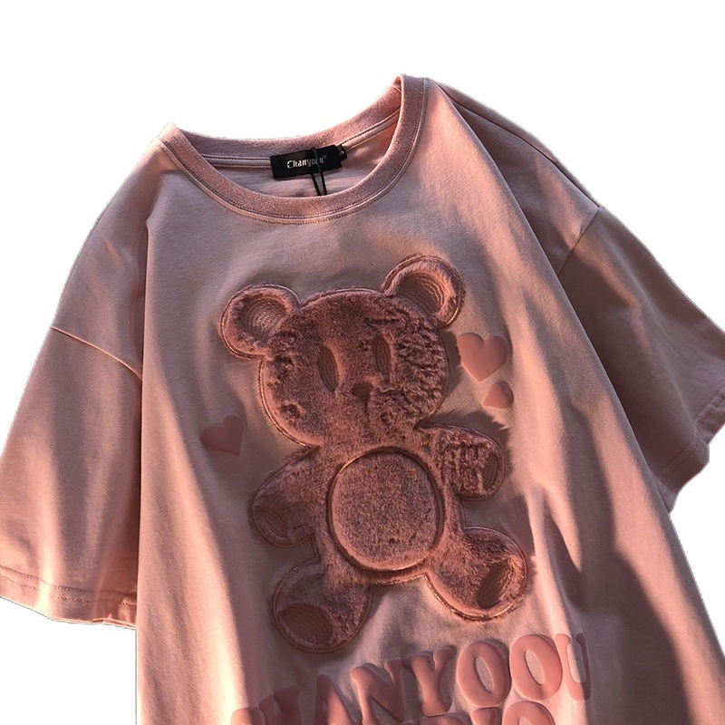 „Love Bear“ 3D spausdinimo marškinėliai trumpomis rankovėmis, 2021 m., Nauji pavasario vasaros negabaritiniai, laisvi grafiniai marškinėliai „Kawaii Girl Clothes“ Moteriški marškinėliai