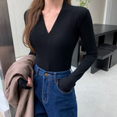 2022, toamnă iarnă, pulovere pentru femei, cu decolteu în V, topuri subțiri, pentru slăbire, pulovere sexy cu mânecă lungă, pulover tricotat pentru femei, pulover coreean