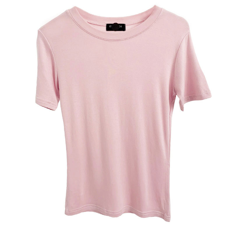 Korea stiilis T-särk naiste valge Slim Basic lühikeste varrukatega kaelusega elastsus puuvillane T-särk Femme suvine topp Mujer Camisetas