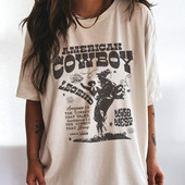 American Cowboy Women 70s Retro Oversized marškinėliai Western Cowgirl Vintage Grafiniai marškinėliai Marškinėliai Hipių boho madingi marškinėliai