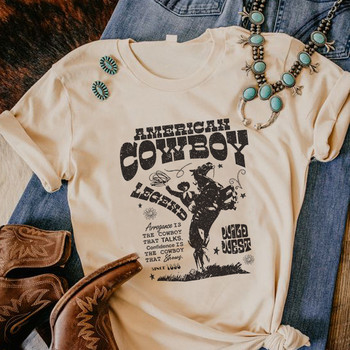 Γυναικεία αμερικανική καουμπόη δεκαετία του \'70 Ρετρό μπλουζάκι μεγάλου μεγέθους Western Cowgirl Vintage γραφικά μπλουζάκια Μπλουζάκια μπλουζάκια μπλουζάκια μπλουζάκια μπλούζας μόδας Boho