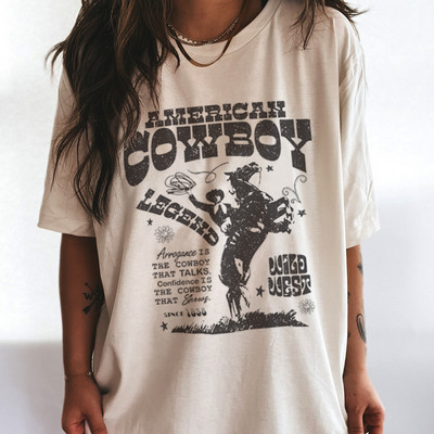 Γυναικεία αμερικανική καουμπόη δεκαετία του `70 Ρετρό μπλουζάκι μεγάλου μεγέθους Western Cowgirl Vintage γραφικά μπλουζάκια Μπλουζάκια μπλουζάκια μπλουζάκια μπλουζάκια μπλούζας μόδας Boho