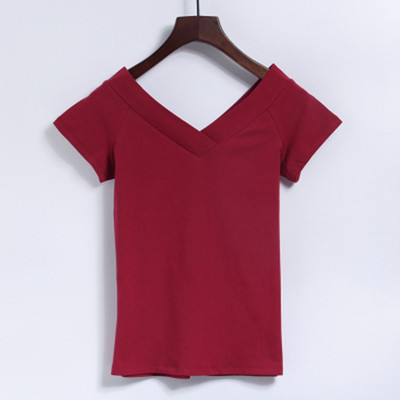 WWENN 2021 m. vasaros marškinėliai, moteriški marškinėliai su aukštu V formos iškirpimu, 5 saldainių spalvos medvilniniai paprasti paprasti marškinėliai, skirti trumpomis rankovėmis, moteriški viršutiniai marškinėliai