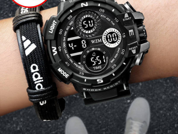 Sporta elektroniskais pulkstenis ar gumijas siksniņu