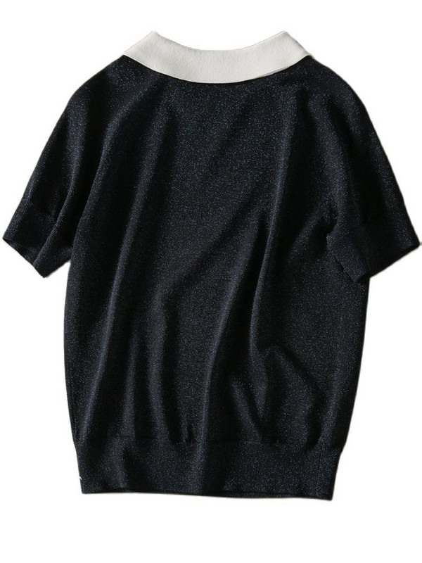 Särav siidist kootud T-särk Naiste lühikeste varrukatega T-särk Naiste suve T-särgid Korea mood Naiste riided Camisetas De Mujer