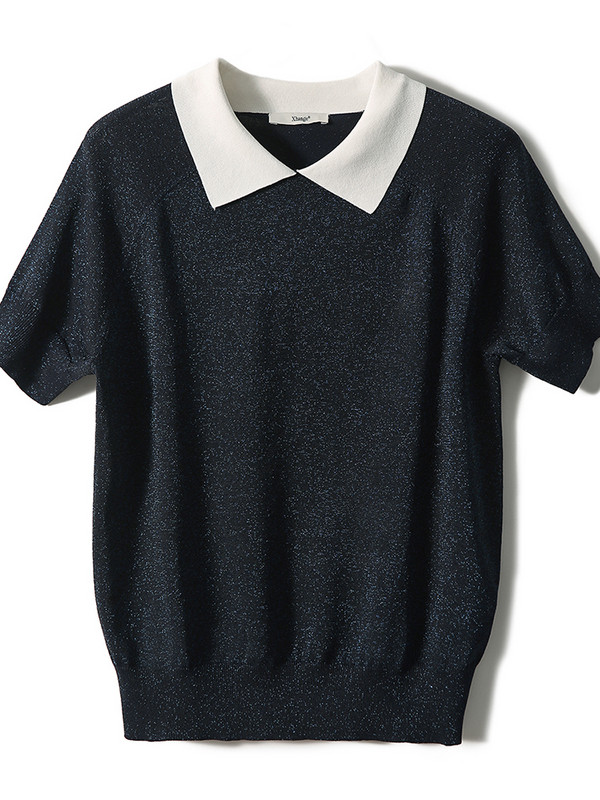 Särav siidist kootud T-särk Naiste lühikeste varrukatega T-särk Naiste suve T-särgid Korea mood Naiste riided Camisetas De Mujer