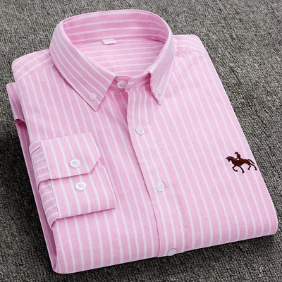 S~6XL medvilniniai Oksfordo marškiniai vyriški ilgomis rankovėmis languoti dryžuoti laisvalaikio marškiniai vyriški, įprasto prigludimo kišeniniai darbo vyriški marškiniai