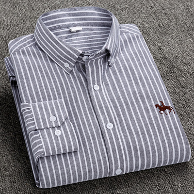 S~6XL medvilniniai Oksfordo marškiniai vyriški ilgomis rankovėmis languoti dryžuoti laisvalaikio marškiniai vyriški, įprasto prigludimo kišeniniai darbo vyriški marškiniai