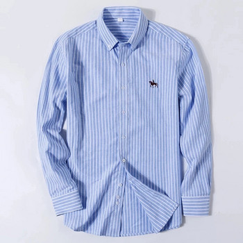S- 6XL Oxford πουκάμισα για ανδρικά μακρυμάνικα βαμβακερά μπλουζάκια casual ανδρικό μονόχρωμο καρό τσέπες στο στήθος κανονική εφαρμογή Ανδρικό κοινωνικό πουκάμισο