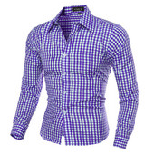 Férfi ruházat blúz kék színátmenetes csíkos férfi ing felsők Alkalmi üzleti kockás hosszú ujjú Camisa Oktoberfest jelmez