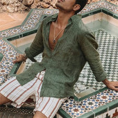 Vasariniai lininiai marškiniai vyrams Palaidinės Camisas De Hombre Chemise Homme De Luxe Vyriški drabužiai Ropa Hombre Roupas Masculinas Vintage