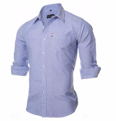 VISADA JAUNA US Europe XXL 2018 Vyriški marškiniai vienspalviai medvilniniai laisvalaikio verslo vyriški prekės ženklo drabužiai Chemise Homme mėlyna suknelė