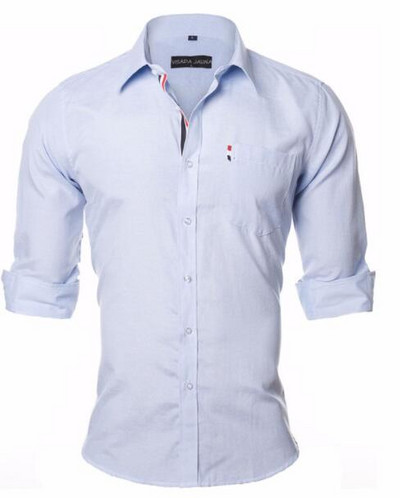 VISADA JAUNA US Europe XXL 2018 Vyriški marškiniai vienspalviai medvilniniai laisvalaikio verslo vyriški prekės ženklo drabužiai Chemise Homme mėlyna suknelė