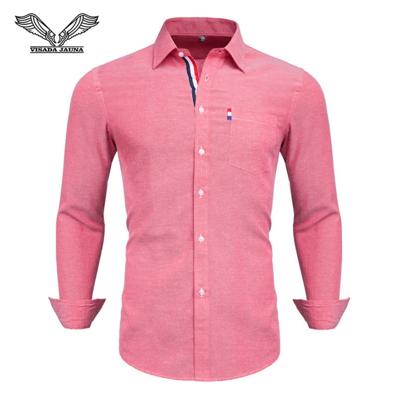 VISADA JAUNA US Europe XXL 2018 Vyriški marškiniai vienspalviai medvilniniai laisvalaikio verslo vyriški prekės ženklo drabužiai Chemise Homme mėlyna suknelė