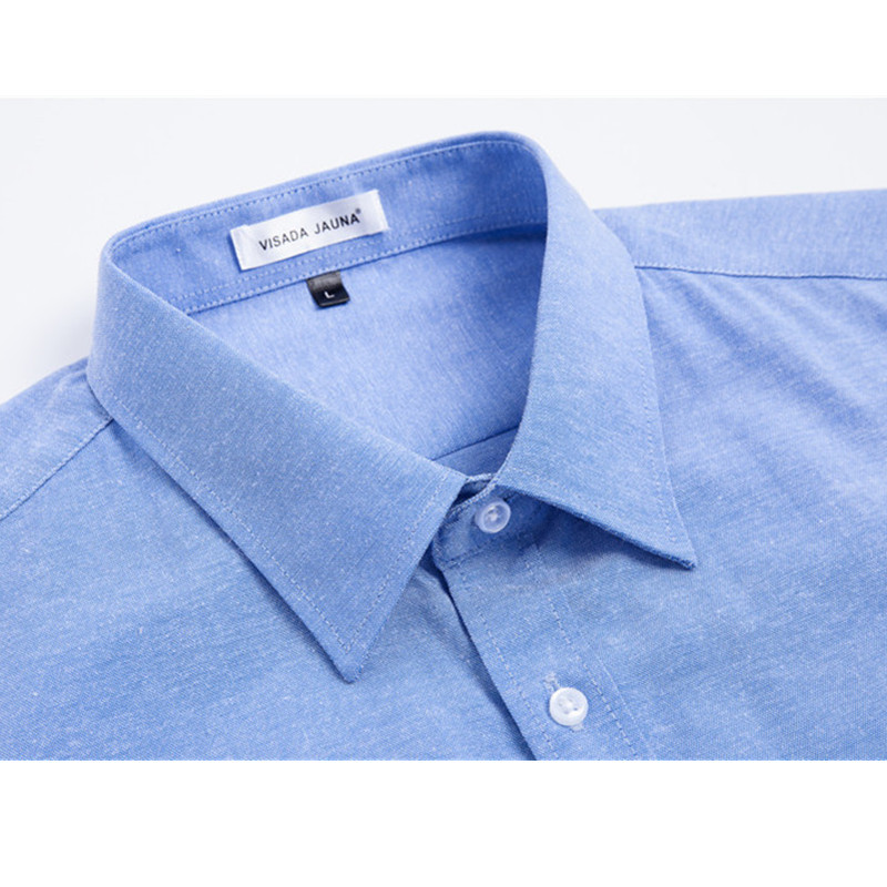 VISADA JAUNA US Europe XXL 2018 Vyriški marškiniai vienspalviai medvilniniai laisvalaikio verslo vyriški prekės ženklo drabužiai Chemise Homme mėlyna suknelė