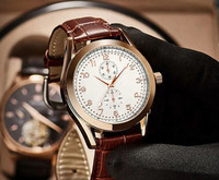 Mūsdienīgs mehānisks vīriešu pulkstenis ar ādas siksniņu